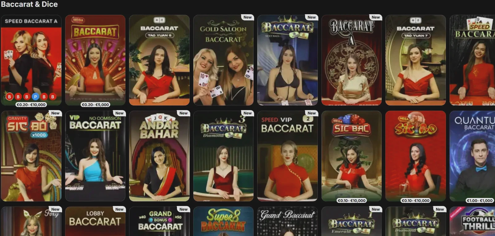 Live baccarat table at Spinit Casino streamed in HD