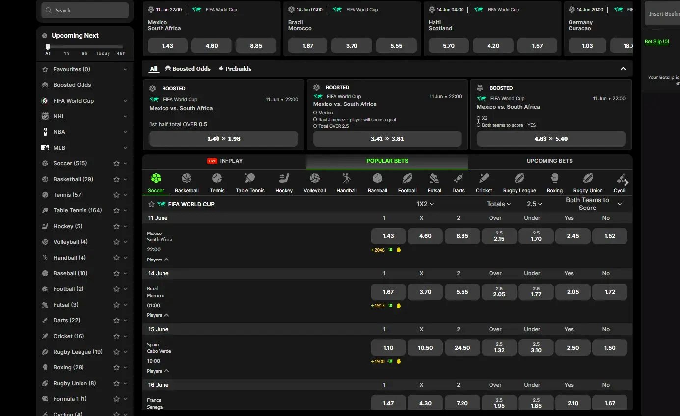 Spinit sportsbook betting markets for AFL, NRL and cricket